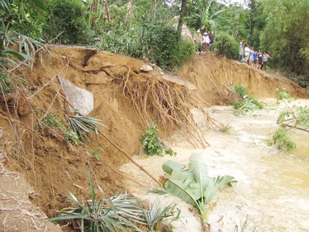Landslide along the Huong River bank in Huong Tra District in the central province of Thua Thien-Hue (Photo: SGGP) Landslide along the Huong River bank in Huong Tra District in the central province of Thua Thien-Hue (Photo: SGGP)